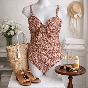 Old Navy Brown Animal Print One-Piece Swimsuit | Plus Size 3X